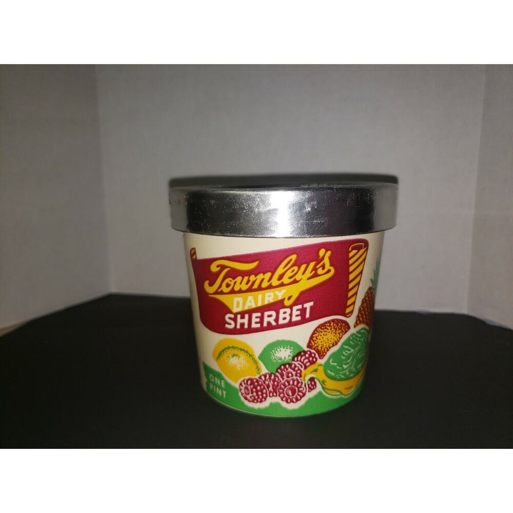 Vintage Townley Dairy Sherbet Ice Cream With Lid Oklahoma City OK Empty NOS U289